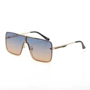Luxury Unisex UV400 Oversized Square Retro Sunglasses Custom Classic Gold Metal Frame PC Lenses One Piece Fashionable Shades