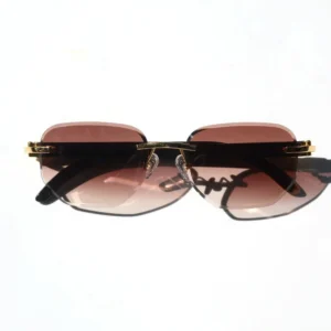 Luxury Vintage Square Sunglasses for Men Women High Quality Metal Rimless Shades Gold Frame with UV400 Lenses
