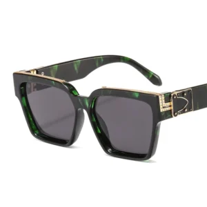 Luxury Women’s Full Frame Retro Fashion Polarized Shiny Gold Acetate Sunglasses with Custom Logo and Lens