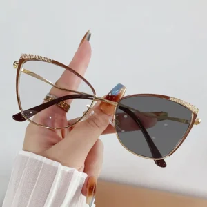 MK25050 New Metal Cat Eye Anti Blue Light Glasses Blocking Photochromic Photogray Lunett Sunglasses Shades Eyewear