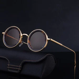 MLM Personality Round Metal Frame Designer Shades PC Lenses Sunscreen for Both Men and Women Anti UV Sunglasses