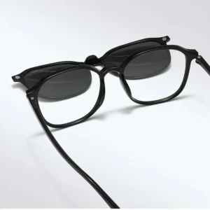 Magnetic Clip On Eyeglasses TR90 Frame with Polarized Sunglasses for Men & Women