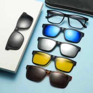 Magnetic Suction Set for Men Replaceable Polarized Sunglasses 100Tr Myopia Glasses Frame with Sun Protection Features