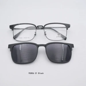 Magnetic Two Piece Clip On Frame Sunglasses for Myopia Stylish Anti-Glare UV Protection