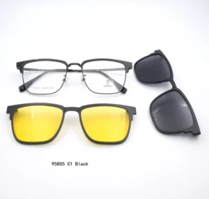 Magnetic Two Piece Clip On Frame Sunglasses with Anti glare UV Protection