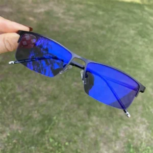 Male Men Photochromic Glasses Anti Blue Light Business Style Slim Rectangle Half Frame Metal Lunette Photogray Anti Reflet