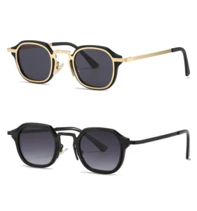 Mans square Black Designer Gradient Vintage Metal Sunglasses Gafas De Sol
