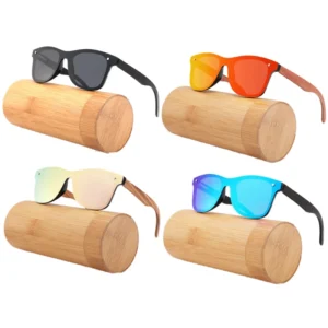 Manufacturer Fashion Luxury Designed Sun Glasses Engraved Custom Logo Rimless Polarized Sunglasses Wood