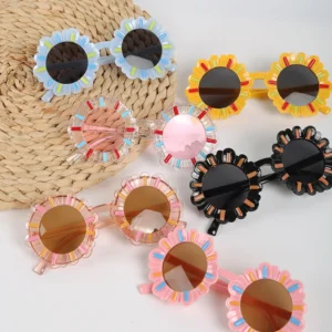 Manufacturer Supply Children’s Sunflower Sunglasses Colorful and Cute Cartoon Glasses for Babies Kids Sun Protection