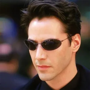Matrix Neo Style Men Black Frameless Polarized Sunshades Hip Hop Punk UV400 Rimless Small Frame Cat Eye Sunglasses