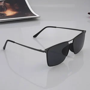 Men Polarized Double Bridge Design Metal Frame Driving Sunglasses