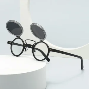 Men Steam Punk Plastic Frame Flip up Sun Glasses Fashion Sunglasses