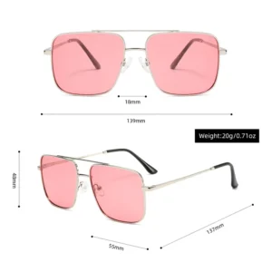Men Sunglasses with Gold Frame New Metal Fashion Glasses with Pink Lens in 6 Colours