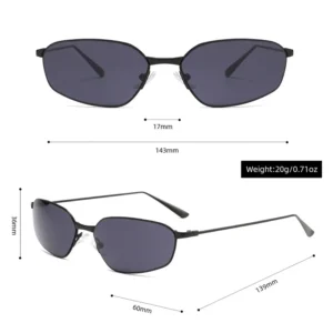 Men Sunglasses with Silver Frame New Metal Fashion Glasses with Black Lens in 6 Colours