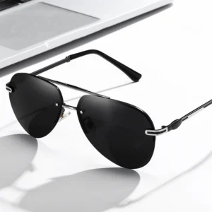 Men TAC Polarized Lens Sun Glasses Double Bridge Metal Man Driving Sunglasses