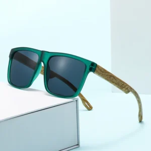 Men Wood Bamboo Finish Sunglasses Fashion UV400 Retro Stylish Sun Eyewear With Customize Logo and Package