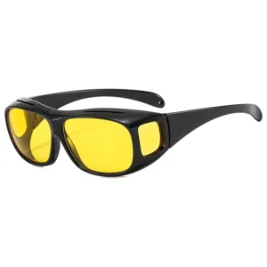 Men and Women Wrap Around Yellow Lens Fit Over Glasses Night Vision Glasses for Driving