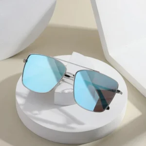 Men’s Black Sunglasses with Blue PC Frame TAC Polarized Lenses Custom Logo on Lens