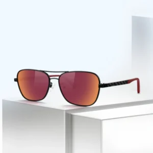 Men’s Casual Square Polarized Full Rim Gradient Sunglasses Ultralight Carbon Fiber UV400 Protection Cycling Case