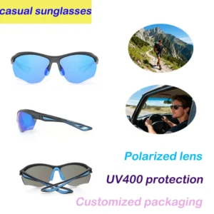 Men’s Comfortable Lightweight Sport Sunglasses Polarized TAC Driving Glasses UV400 Optical Lenses Half Rim TR
