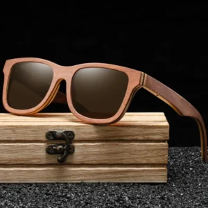 Men’s Fashion Matrix Sunglasses Unisex Wood and Bamboo Sun Glasses with Bamboo Case Available in Multiple Colors