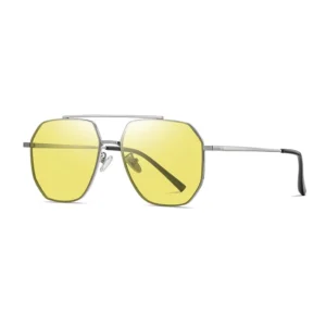 Men’s Fashion Photochromic Polarized Sunglasses with Nylon Lenses Metal Frame Customizable Frame Color Driving Shades JS8536