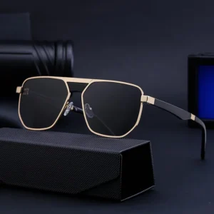 Men’s Fashion Square Retro Designer Sunglasses Famous Brands Metal Double Bridge UV400 Shades Style Pilot