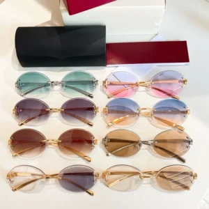 Men’s Frameless Square Sunglasses with Metal Embellishments Tinted Lenses UV400 Protection for Outdoor & Beach Use