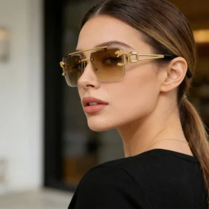 Men’s Frameless UV400 Leopard Sunglasses Fashion Trend Casual Cross Border Driving Sun Protection