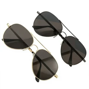 Men’s Golden Metal Frame Polarized Sunglasses Color-Changing Lenses UV400 Protection for Driving Outdoor Activities
