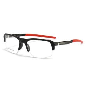 Men’s Half Frame TR90 Optical Sport Glasses Blue Light Blocking Rectangle Lenses Spring Hinge Comfortable Flexible Eyewear