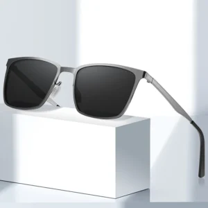 Men’s Metal Square Sun Glasses Outdoor Driving Fishing UV400 Retro Polarized Sunglasses for Men