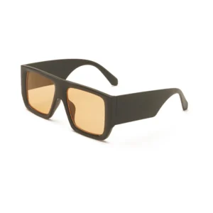 Men’s Net Red Explosion Plain Black Sunglasses Big Frame Brown Lenses UV400 for Europe United States