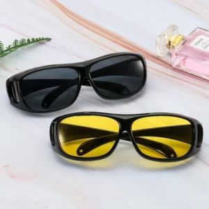 Men’s Night Vision Cycling Driving Sunglasses Dustproof Explosion Proof Wind & Sand Proof Summer Use PC AC Material