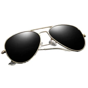 Men’s Oval Metal Sunglasses Custom Logo with Black Silver Frame