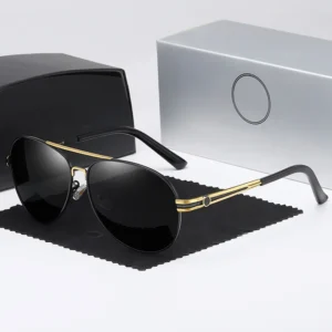 Men’s Personalized Pilot Polarized Sunglasses 613 European American Fashion Large Frame Metal UV400 Full Frame