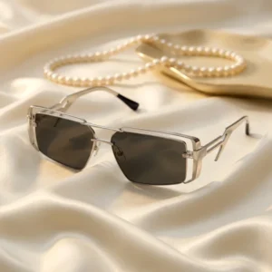 Men’s Pilot Sunglasses Square Cat Eye Double Bridge UV400 Optical Attribute Durable Light Weight Silver Metal Frame Black PC
