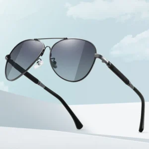 Men’s Polarized Full-Frame Sunglasses with Color-Changing Lenses Metal TAC Driving Night Vision Sunglasses