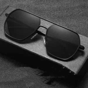Men’s Polarized Shades Sunglasses Gold Frame Polygon Sunglasses Driving Fishing Glasses Unisex Shades Sunglasses