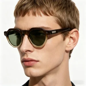 Mens Retro Fashion Sunglasses UV 400 Polarized Round Acetate Sunglasses