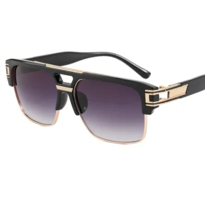 Men’s Retro Steampunk Sun Glasses UV400 Full Pack Flat Top Square Sunglasses Custom Logo High Quality White Orange Gradient