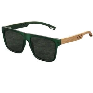 Men’s Retro Vintage Square Full Rim Bamboo and Wood Trendy Polarized UV Resistant Fashionable Sunglasses