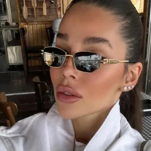 Men’s Small Square Women’s Luxury Sunglasses Brand Design Polygon Goggle Glasses Female Fashion Metal Hollow Temples Shades