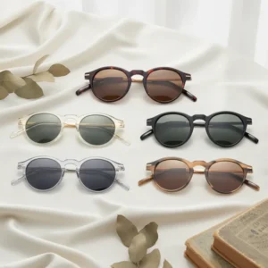 Men’s Sunglasses Luxury Sunglasses for Ladies Classic Round Half Titanium