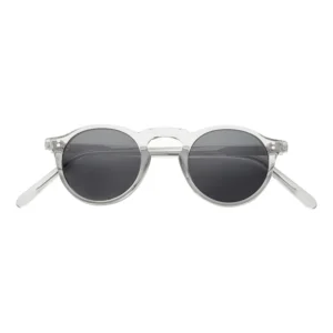Men’s Sunglasses with Custom Logo Transparent Round Acetate Polarized Lenses Gray Frame