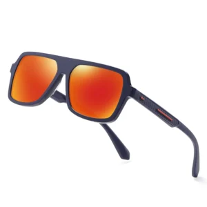 Men’s TR90 Acetate Square Polarized Sunglasses with UV Protection Hand Crafted Coffee Frame Lightweight Skin Friendly