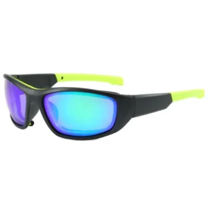 Men’s Trendy Sports Sunglasses Slim Design PC Frame with UV400 Protection Windproof Red Blue Lenses for Cycling Adults