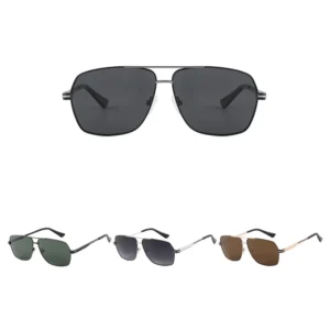 Men’s Women’s Double Beam Driving Sunglasses Polarizer Anti Ultraviolet Sunshade Metal Frame Pilot Style Sun Glasses