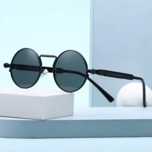 Men’s Women’s Retro Sun Glasses Spring Leg Metal Glasses New Fashion Round Travel Steampunk Sunglasses