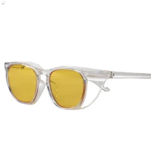 Men’s Women’s UV400 Laser Safety Glasses Anti-Fog Fashionable Yellow PC Nylon Frame High Standard Safety Eyewear